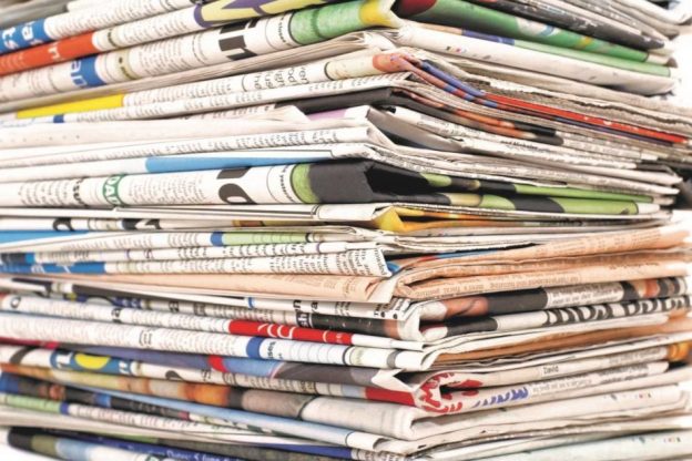 A stack of newspapers