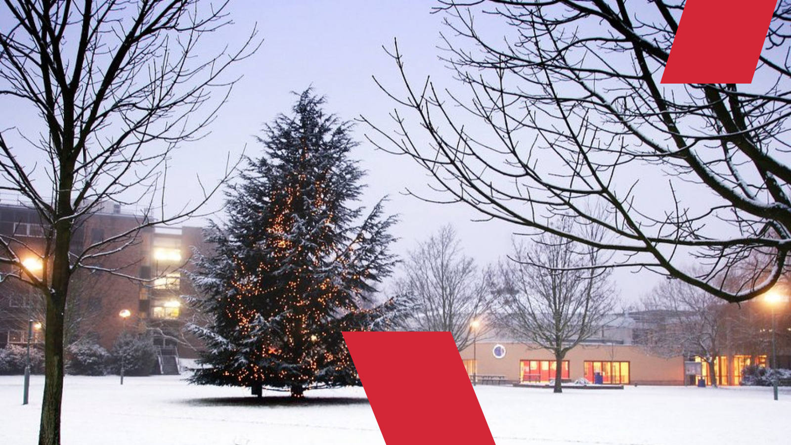 Snowy campus scene