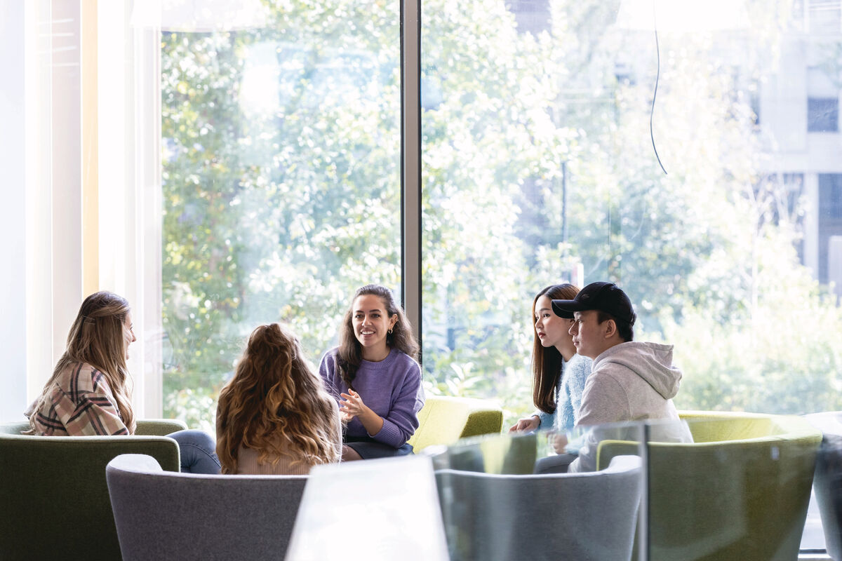 Students sat together chatting